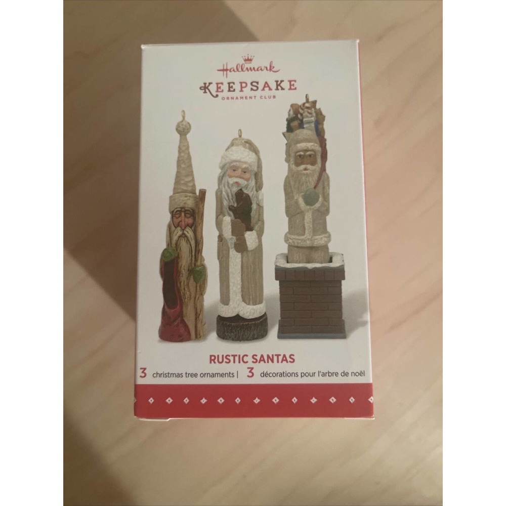 Hallmark Keepsake RUSTIC SANTA 2003 Ornament Club Exclusive SET Of 3 NIB Signed